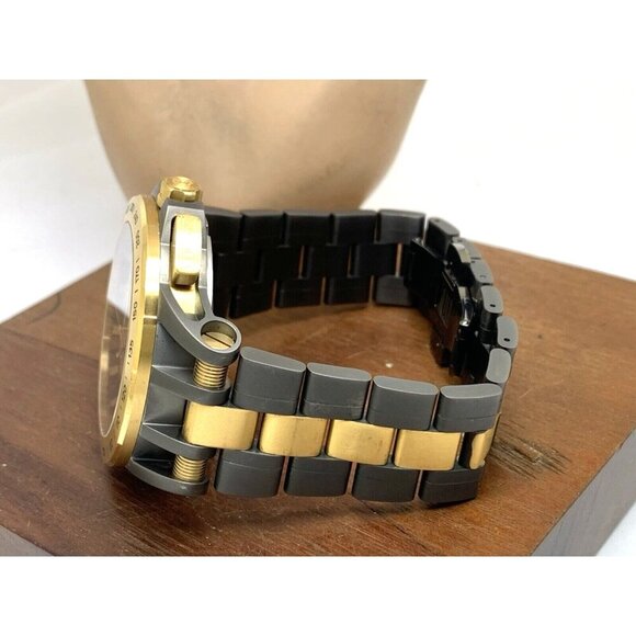 Versace Men's Watch VE3E00621 Swiss Quartz Chronograph Black Dial Gold Gray Band - Picture 9 of 14